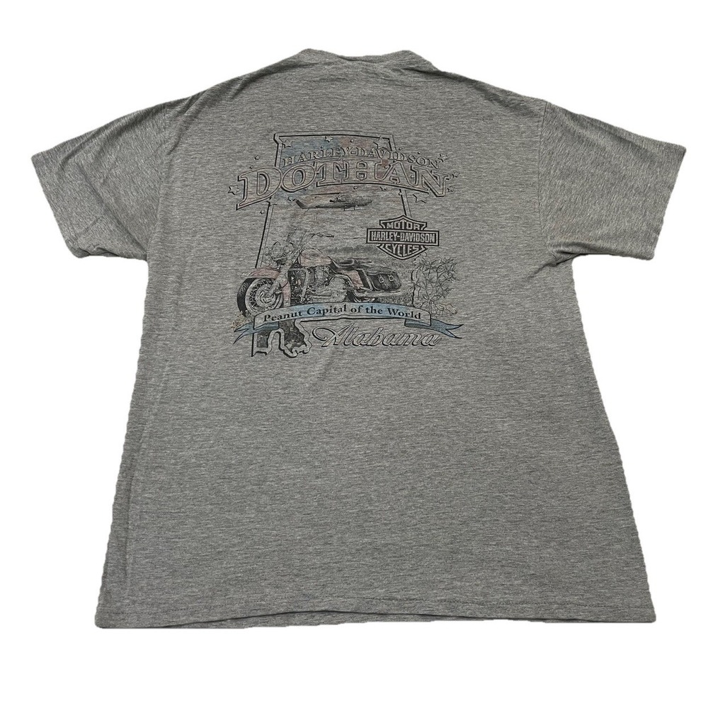Vintage Harley Davidson Dothan Alabama T Shirt Large Gray Made in USA
